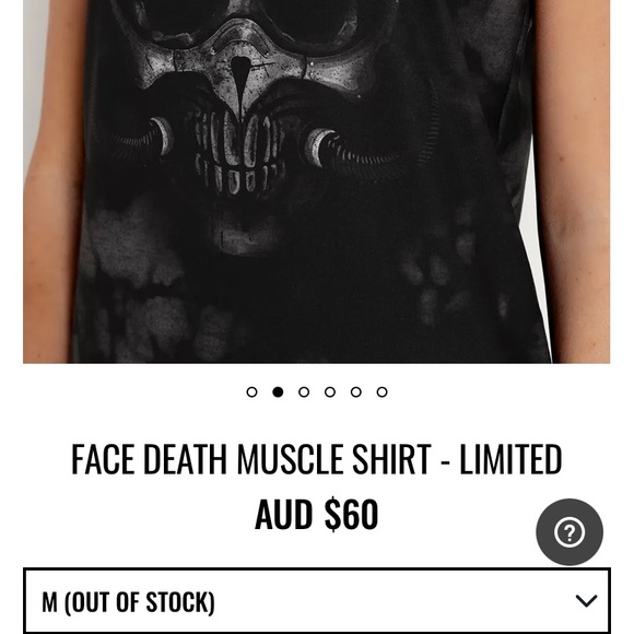 Blackmilk ‘FACE DEATH MUSCLE SHIRT” Size Small S NWT Skull Gasmask - Picture 3 of 10